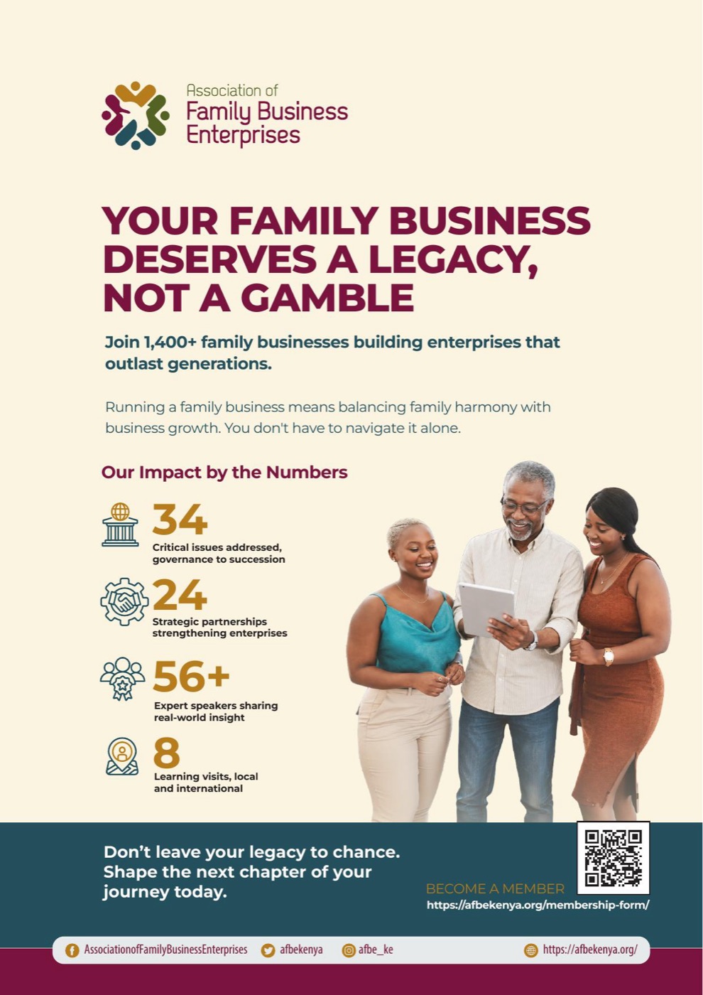 AFBE membership advert: Your family business deserves a legacy, not a gamble